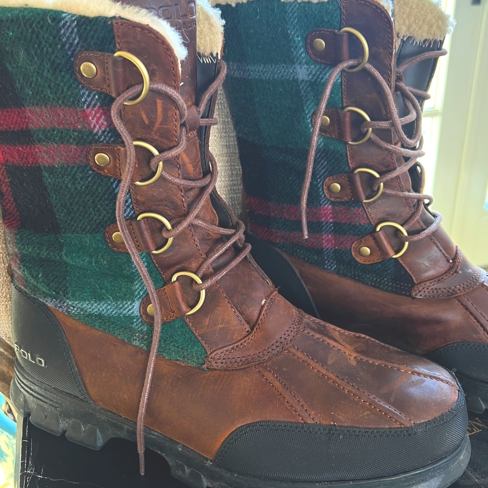 Ralph Lauren Men’s Elias Plaid/Shearling Boot size 11 1/2d